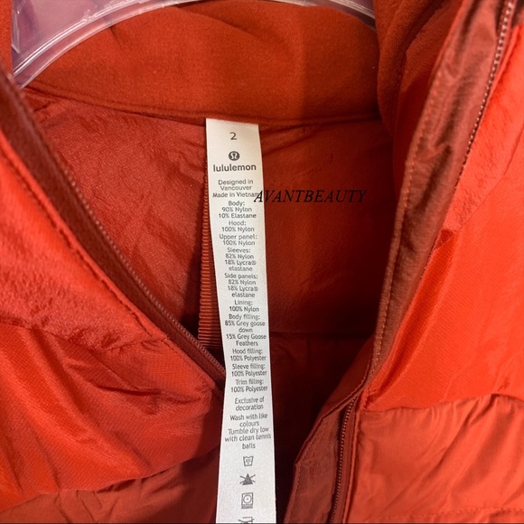 🔸 Lululemon down for it all jacket magma size 2 - Picture 10 of 16